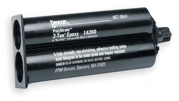 Hot Melt Adhesive, 14260 Series, Tan, Dual-Cartridge, 1:01 Mix Ratio, 16 hr Functional Cure, Devcon, Mfr#: 14260