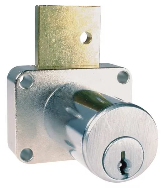 Removable Core Plug Cabinet and Drawer Dead Bolt Locks, 107 Key, For Material Thickness 7/8 in, Compx National, Mfr#: C8178-107-26D