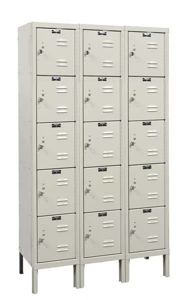Box Locker, 36 in W, 12 in D, 66 in H, (3) Wide, (15) Openings, Tan, Hallowell, Mfr#: U3226-5A-PT
