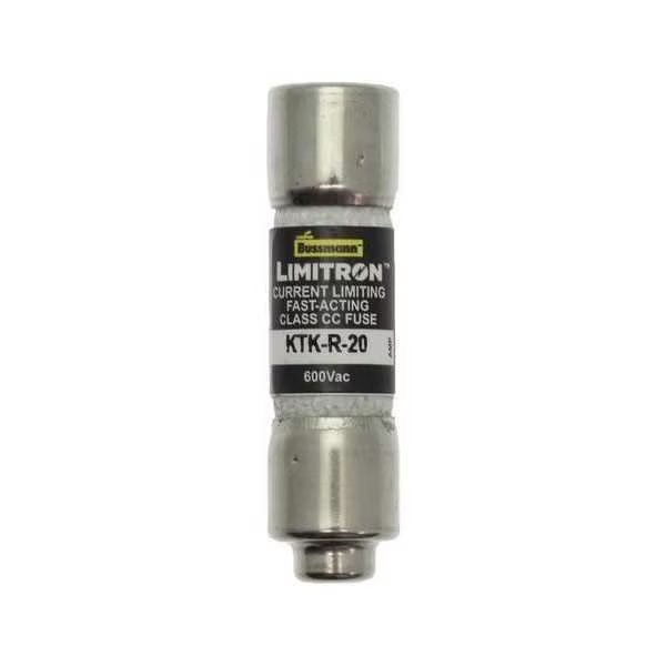 UL Class Fuse, CC Class, KTK-R Series, Fast-Acting, 20A, 600V AC, Non-Indicating, Eaton Bussmann, Mfr#: KTK-R-20