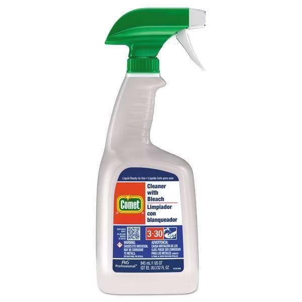 Cleaner with Bleach, 32 oz. Trigger Spray Bottle, Unscented, 8 PK, Comet, Mfr#: 02287
