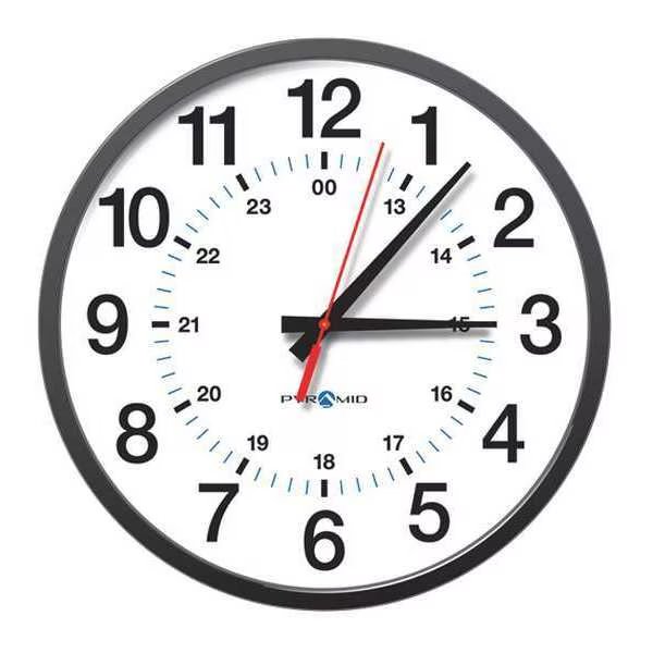 13-1/4" Analog Wireless Synchronized Wall Clock, Black, Pyramid, Mfr#: 9A13DG