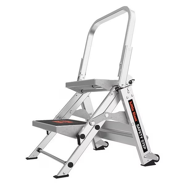 2 Steps, Aluminum Step Stool, 300 lb. Load Capacity, Gray, Little Giant Ladders, Mfr#: 10210BA