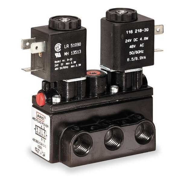 Solenoid Air Control Valve, 1/4 In, 24VDC, Aro, Mfr#: A212SD-024-D