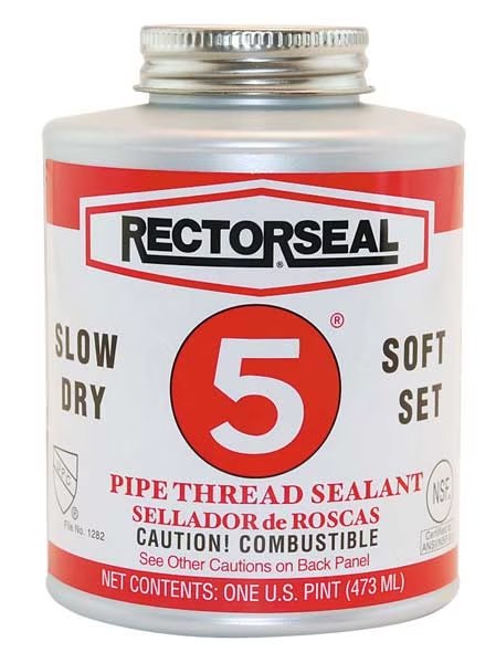 Pipe Thread Sealant 8 fl oz, Brush-Top Can, No. 5, Yellow, Paste, Rectorseal, Mfr#: 25431
