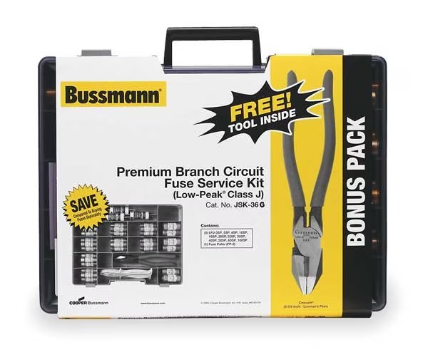 Industrial Fuse Kit, LPJ Series, 36 Fuses Included J Class, 5 A to 100 A, 300V AC, Eaton Bussmann, Mfr#: JSK-36