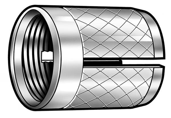 Press Insert, #10-32 Int Thrd Sz, 3/8 in L, 17/64 in Dia., Brass, Plain, 25 PK, EnjoyTool Select, Mfr#: 240-332-BR-PK25