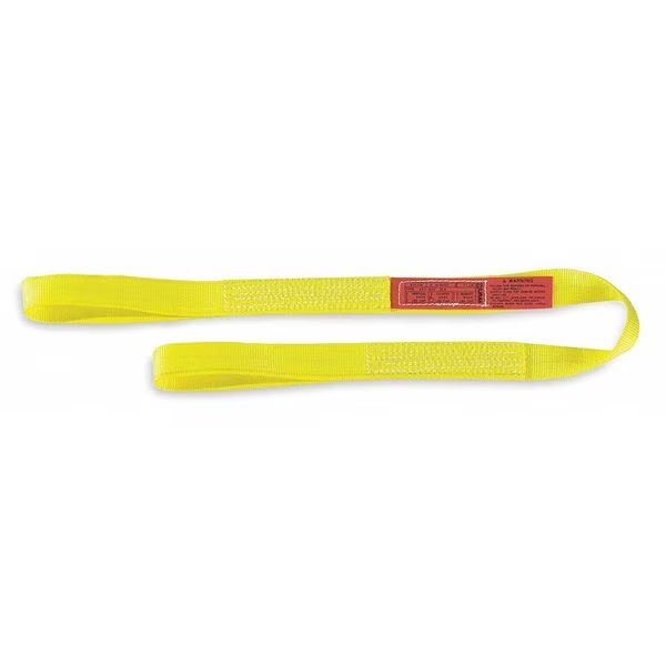 Web Sling, Type 3, 8 ft L, 2 in W, Polyester, Yellow, Lift-All, Mfr#: EE2602DFX8