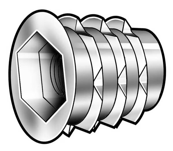 Hex Drive Threaded Insert, 1/4"-20 Int Thrd Sz, 63/64 in L, 15/32 in Dia., Zinc Alloy, Plain, EnjoyTool Select, Mfr#: 901420-25-PK500