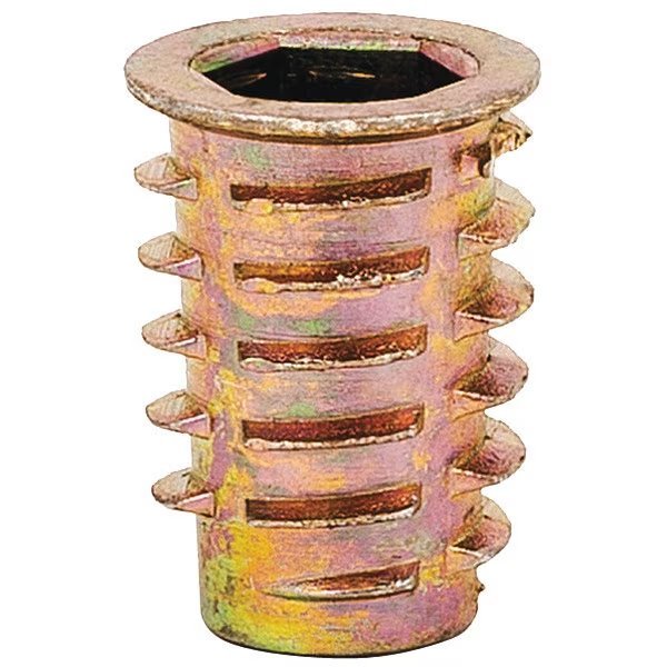 Hex Drive Threaded Insert, M8-1.25 Int Thrd Sz, 25/32 in L, 14.3 mm Dia., Zinc Alloy, Plain, 25 PK, EnjoyTool Select, Mfr#: 908125-20-PK25