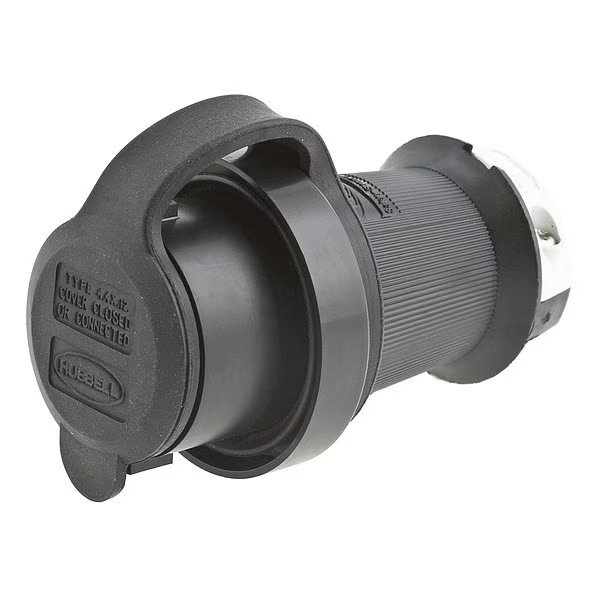 30A Watertight Twist-Lock Plug 2P 3W 250VAC L6-30P BK/WT, Hubbell, Mfr#: HBL2621SW