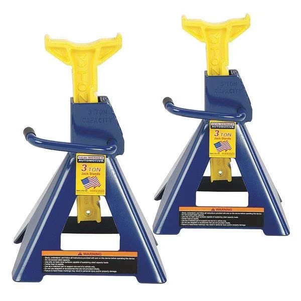 Vehicle Stand, Ratchet Handle, 3 ton Load Capacity, 19 in Max Extended Height, Square, 1 PR, Hein-Werner, Mfr#: HW93503