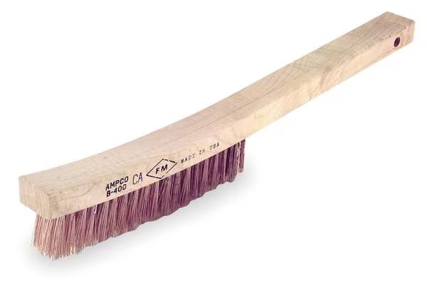 Nonsparking Scratch Brush, Stiff, 13 3/4 in L Handle, 13 3/4 in L Brush, Bronze, Wood, Ampco Safety Tools, Mfr#: B-400