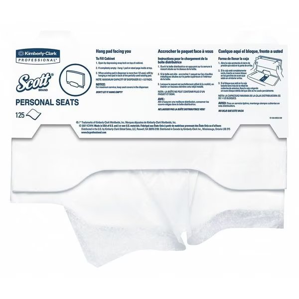 Toilet Seat Cover, White, 3000 Sheets, Kimberly-Clark Professional, Mfr#: 7410