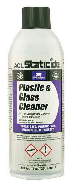Liquid Glass and Plastic Cleaner, 15 oz., White, Fresh, Aerosol Can, Acl Staticide, Mfr#: 8670