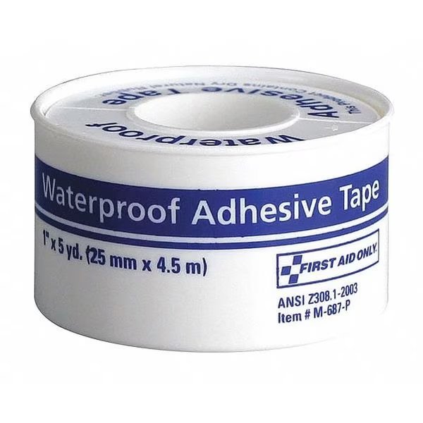Waterproof Tape, White, WP1 in. W, 5 in. L, First Aid Only, Mfr#: M687-P