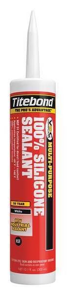 Sealant, 10.1 oz, Cartridge, White, Silicone Base, Titebond, Mfr#: 2601