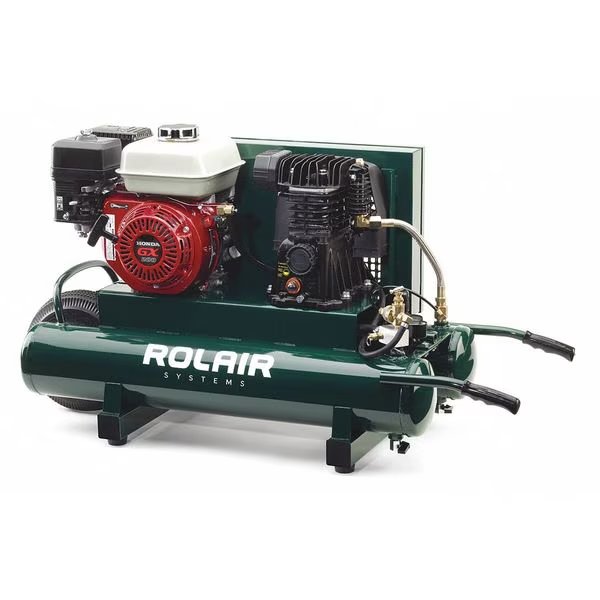 Portable Gas Air Compressor, 9 gal., 6.5HP, Rolair, Mfr#: 6590HMK113-0001
