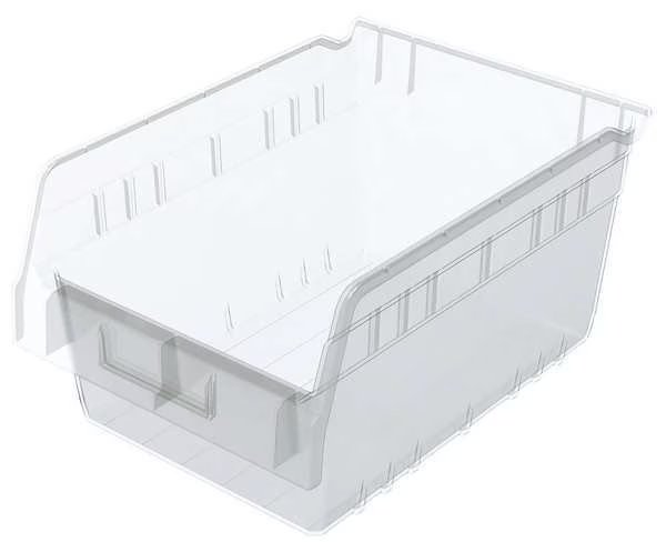 Shelf Storage Bin, Plastic, 8 3/8 in W, 6 in H, 11 5/8 in L, Clear, Akro-Mils, Mfr#: 30080SCLAR