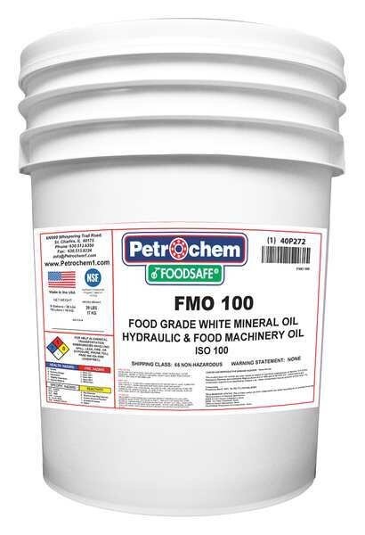 Mineral Hydraulic Oil, Food Grade, 5 Gal., Petrochem, Mfr#: FOODSAFE FMO 100-005