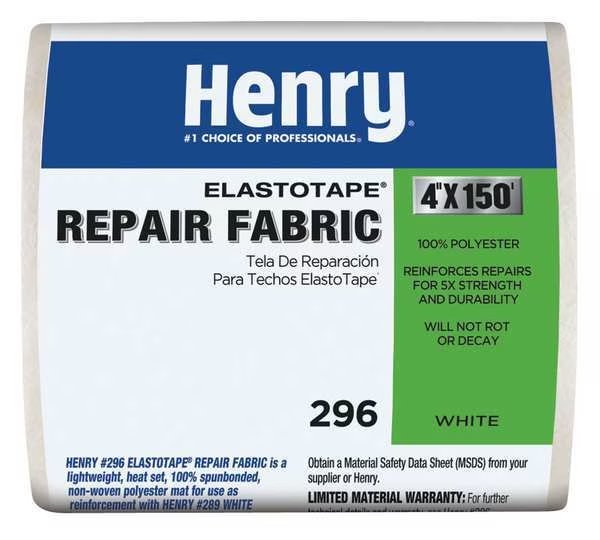 Repair Fabric, 4 in x 150 ft, Roll, White, Henry, Mfr#: HE296195