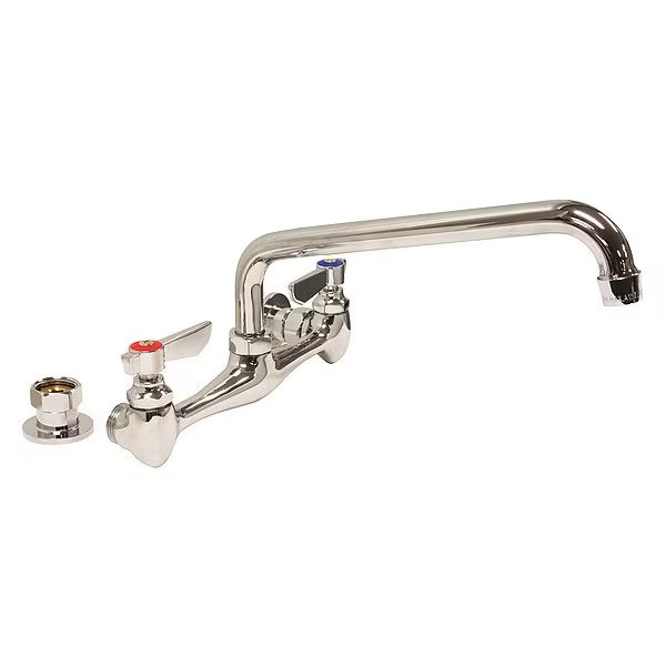 Wall, Brass, Low Arc Service Sink Faucet, Dominion Commercial Faucets, Mfr#: 77-9008