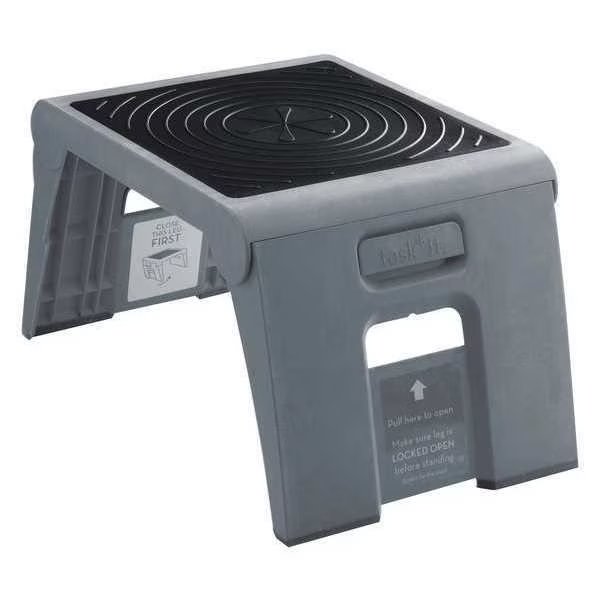 1 Step, Folding Plastic Step Stand, 300 lb. Load Capacity, Gray, Cramer, Mfr#: 50051PK000082