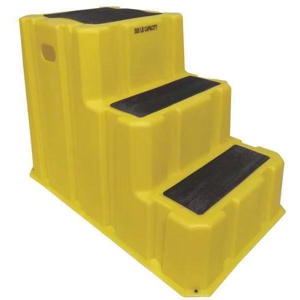 3 Steps, Polyethylene Step Stand, 500 lb. Load Capacity, Yellow, Dpi, Mfr#: NST3-14