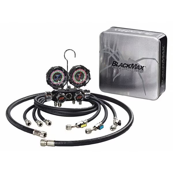 Mechanical Manifold Gauge Set, 4 Valves, Blackmax, Mfr#: MV4H4P5EZ