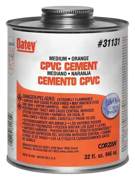 CPVC Cement, 32 oz., Orange, Oatey, Mfr#: 31131