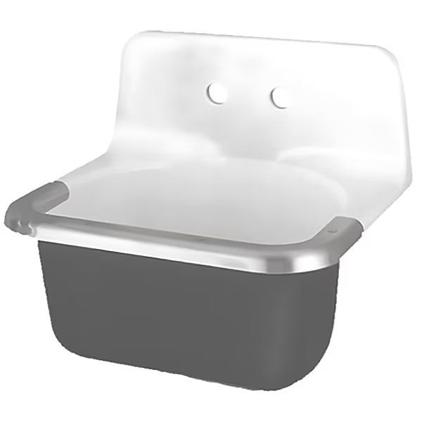 Wall Mount, 2 Hole, White/Black, Utility Sink, American Standard, Mfr#: 7695008.020