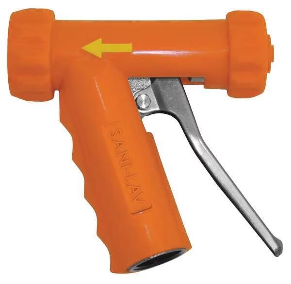 Pistol Grip Spray Nozzle, 3/4 in Female, 150 psi, 7 gpm, Safety Orange, Sani-Lav, Mfr#: N1A