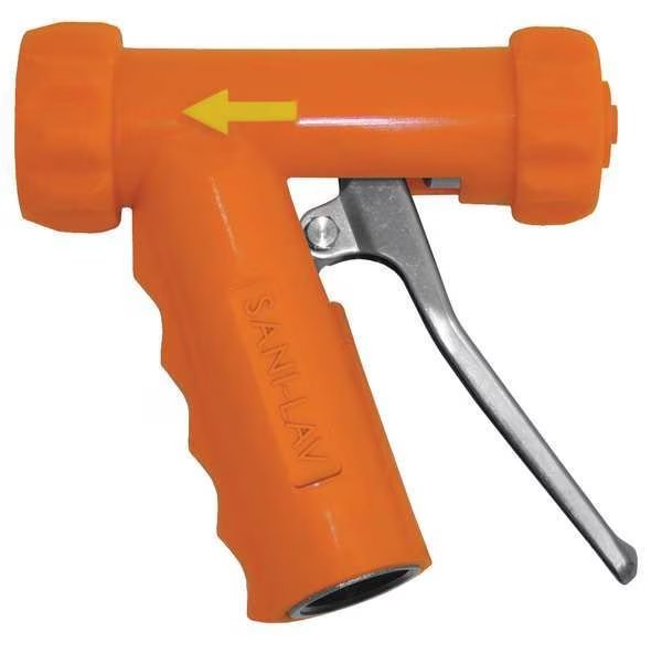 Pistol Grip Spray Nozzle, 3/4" Female, 150 psi, 7 gpm, Safety Orange, Sani-Lav, Mfr#: N1SS