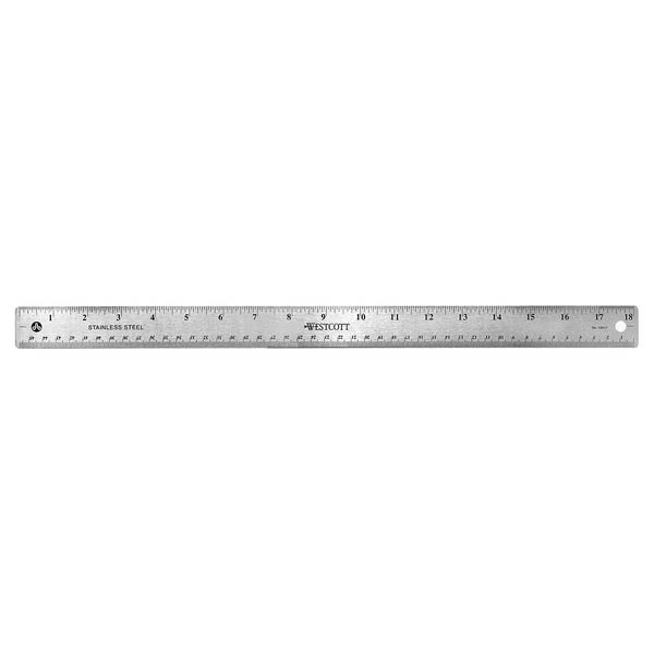 Ruler, Stainless Steel, 18 In., Westcott, Mfr#: 10417