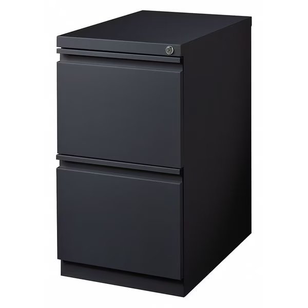 15" W 2 Drawer File Cabinet, Black, Letter, Hirsh, Mfr#: 19306