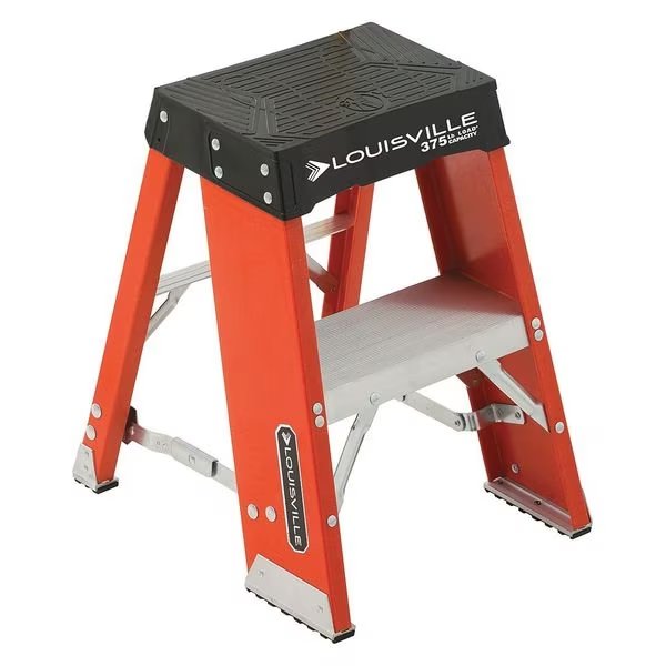 2 Steps, Fiberglass Step Stand, 375 lb. Load Capacity, Orange/Silver, Louisville, Mfr#: FY8002