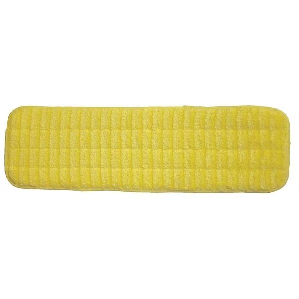 18 in L Flat Mop Pad, Hook-and-Loop Connection, Yellow, Microfiber, PK12, Microfiber Technologies, Mfr#: LWYS18