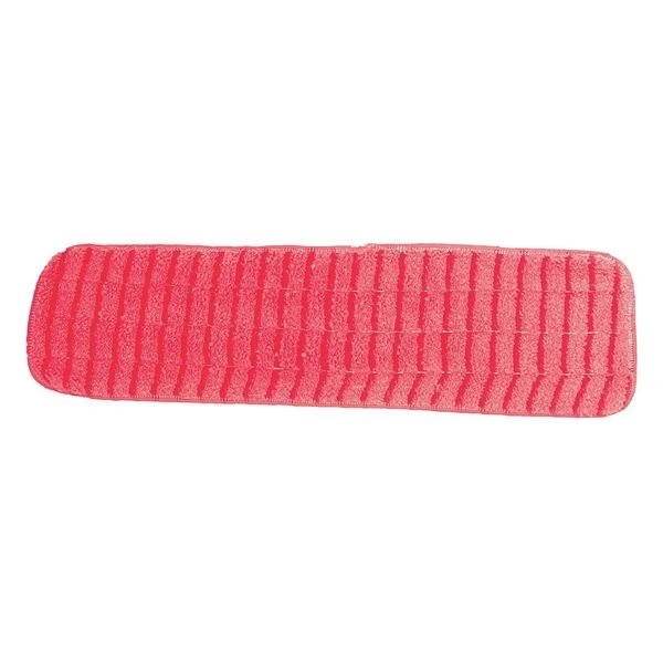 Flat Mop Pad, Hook-and-Loop Connection, Red, Microfiber, PK12, Microfiber Technologies, Mfr#: LWRS18