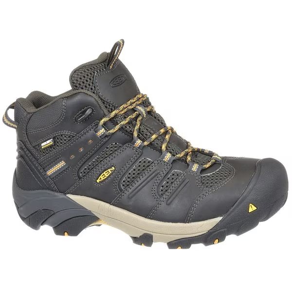 Size 9-1/2 Men's Hiker Boot Steel Work Boot, Raven/Tawny Olive, Keen, Mfr#: 1018079