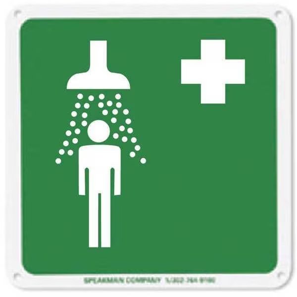 Emergency Sign, 7.875 Height, 7.875 Width, Plastic, English, Speakman, Mfr#: SGN2
