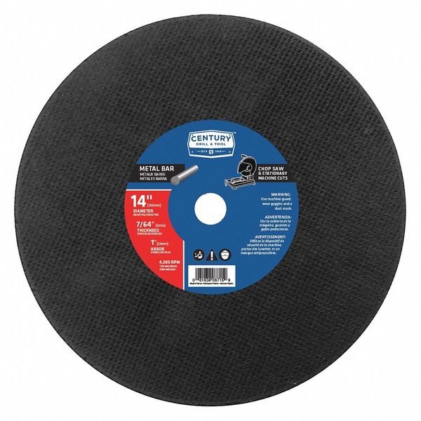 Chop Saw Blade, 14x7/64 in., Type 1A, Century Drill & Tool, Mfr#: 08715