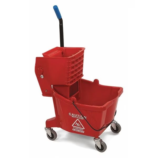 Side Press Mop Bucket and Wringer, Red, Carlisle Foodservice, Mfr#: 3690805