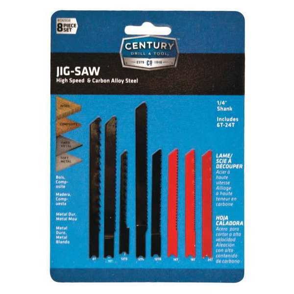 Jig Saw Blade Set, 8Pc, Century Drill & Tool, Mfr#: 06908