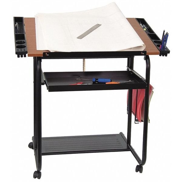 Mobile Draft Table, 35-1/4" X 31-1/4", Laminate Cherry, Flash Furniture, Mfr#: NAN-JN-2739-GG