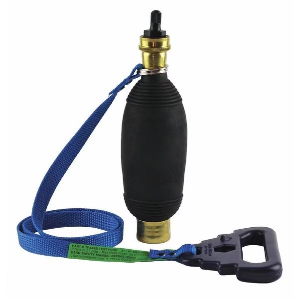 Test Plug, Rubber, Pneumatic, 3" to 4" Size, Safe-T-Seal, Mfr#: TP34SB