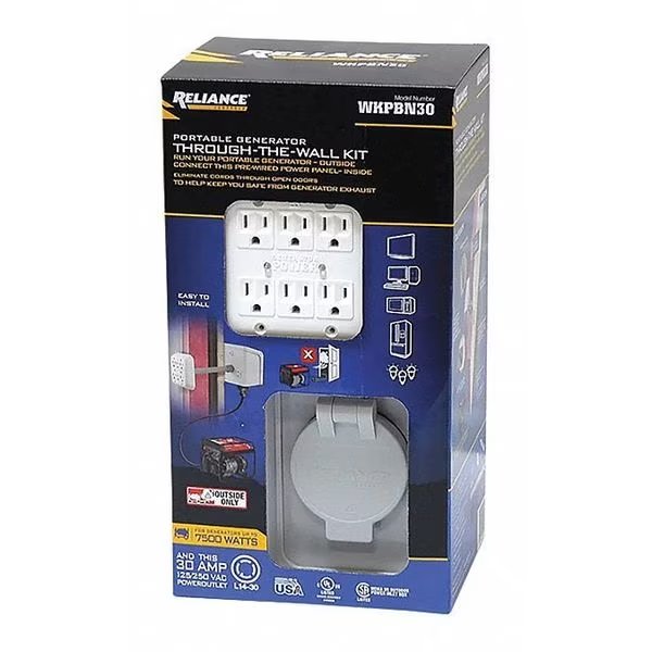 Power Inlet Box, L14-30 NEMA, Plastic, Reliance Controls, Mfr#: WKPBN30