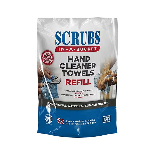 SCRUBS Hand Cleaning Towels Refill, 72 Wipes per Container, Packet, Aloe, Citrus, 10 in x 12 in