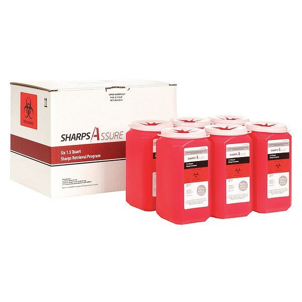 Sharps Container, 18 gal., Red, Snap Lid, Sharps Assure, Mfr#: SA1Q6