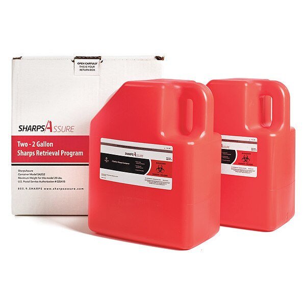 Sharps Container, 28 gal., Red, Snap Lid, Sharps Assure, Mfr#: SA2-2G