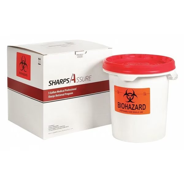 Sharps Container, 3/8 gal., Red, Snap Lid, Sharps Assure, Mfr#: SA5G